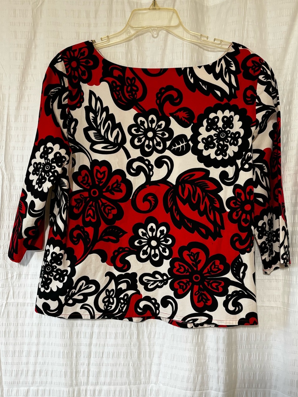 Boden Ursula 3/4 Sleeve Floral Blouse Top Black & Red Sz 16 - Picture 8 of 9